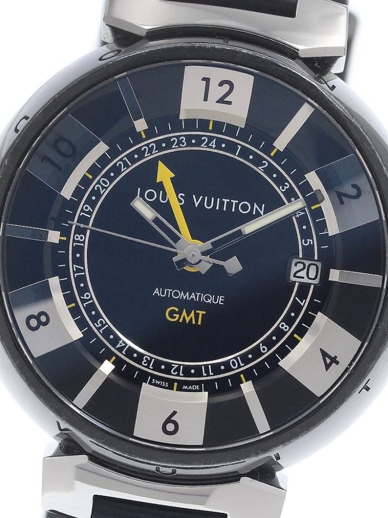 Louis Vuitton Tambour In Black Q113k Gmt Date Automatic Mens Watch945806